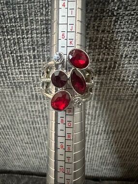paparazzi Silver-Tone Ring with Red and Clear Gems Bundle for discounts